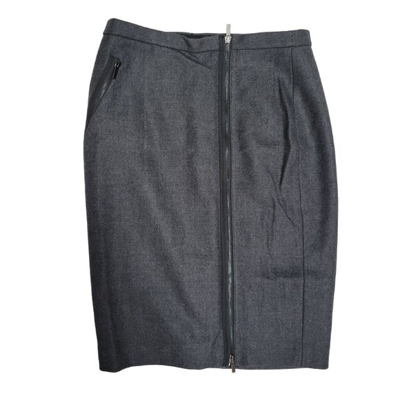 J. Crew 100% Wool Zip Front Knee Length Pencil Skirt - Size 4 - Picture 1 of 10
